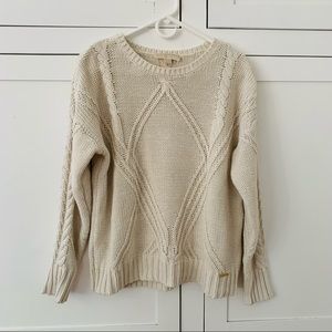 Michael Kors Cotton Beige Cable Knit Diamond Sweatshirt Size Large